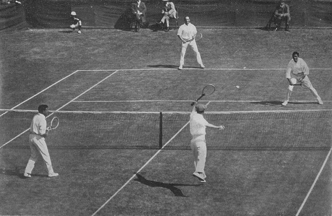 Biography | James Cecil Parke — an Irishman won the Australasian championship, and all four doubles finalists were the touring Davis Cup team, Hastings, 1912