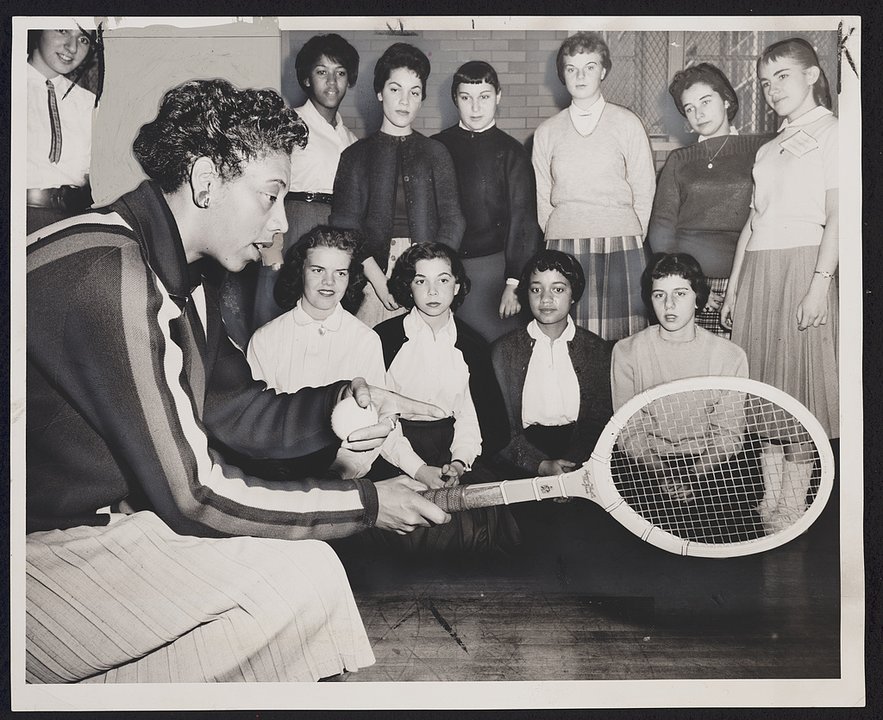 Biography | Althea Gibson — She Taught the Grip in This Brooklyn School Gymnasium, December 1957