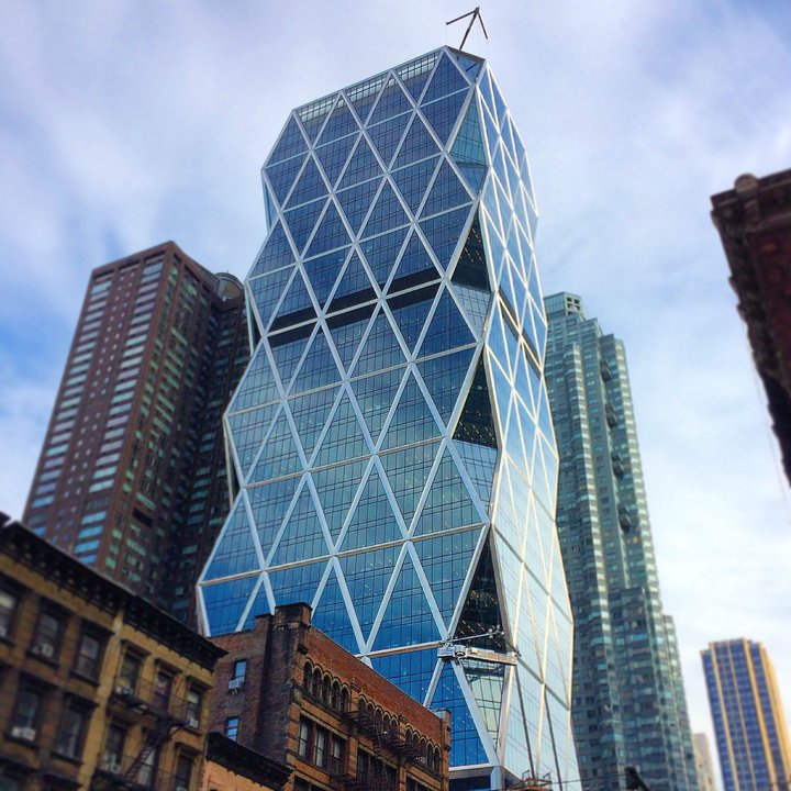 The Amazing Spider-Man|Hearst Tower — Oscorp's glass lattice over an Art Deco stump
