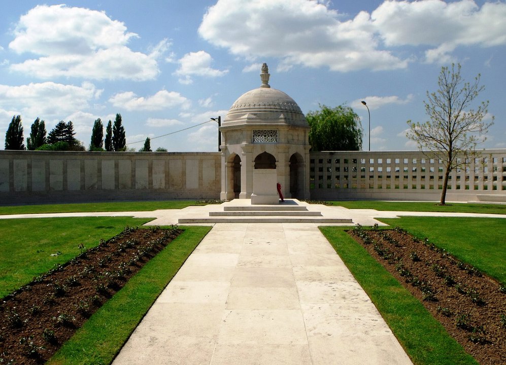 Military History | Neuve-Chapelle Indian Memorial — Half the Circle Is Names, Half Is Open Screen